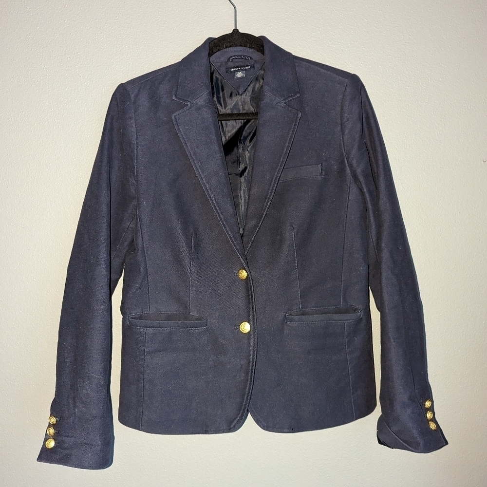 Tommy Hilfiger 100% Cotton Blazer. Women's Size Small Blazer. Navy Blazer. - Picture 1 of 6